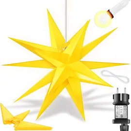 Kesser KESSER® Leuchtstern 3D, LED Weihnachtsstern mit Timer für innen und außen, Adventsstern Beleuchtet hängend Stern + Warmweiß Licht