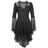 Jawbreaker - Rockabilly Kleid knielang - Fishnet Flared Dress - XS bis M - für Damen - Größe S - schwarz - S