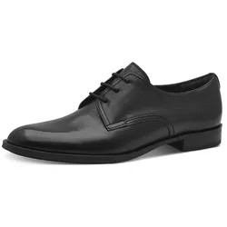 Schnürschuh TAMARIS, Damen, Gr. 37, schwarz, Leder, elegant, Schuhe, Blockabsatz, Halbschuh, Businessschuh mit Ziernähten