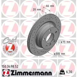 ZIMMERMANN Bremsscheibe SPORT COAT Z hinten rechts links Gelocht 300mm für BMW 34216792227 150.3498.52