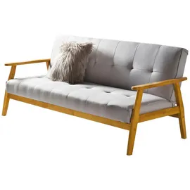 SalesFever Schlafsofa Webstoff 3-Sitzer Hellgrau