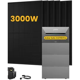 Anker SOLIX Solarbank 3 E2700 Pro 5,4 kWh inkl. BP2700 Erweiterungsakku + 6x 500W Solarmodule + 5x Smart Plug