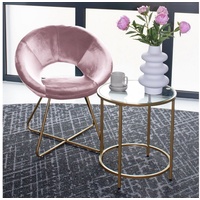 Home Deluxe Stuhl Samtstuhl SELESA mit Beistelltisch MASEI, Esszimmerstuhl Stuhl Samtstuhl Samt Beistelltisch Tisch Couchtisch rosa