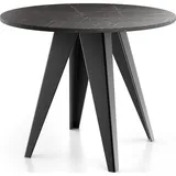 WFL GROUP Esstisch Glory im Industriestil - Modern, Rund - Ausziehbar von 90 cm bis 130 cm, mit pulverbeschichteten Metallbeinen, Tisch für Kleine Küche - Marmor Schwarz