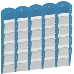 Wand-Plastikhalter für Prospekte - 5x5 A4, blau