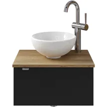 Saphir Waschtisch SAPHIR "Serie 6915 Waschschale mit Unterschrank für Gästebad, Gäste WC", schwarz (schwarz matt, riviera eiche, schwarz matt touch), B:51cm H:39,8cm T:35cm, Waschtische, Waschtisch, 51 cm breit, 1 Tür, Waschtischplatte, kleine Bäder, ohne 