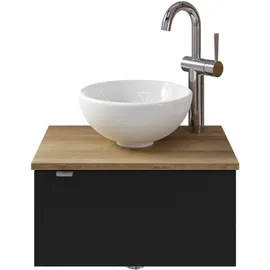 Saphir Waschtisch SAPHIR "Serie 6915 Waschschale mit Unterschrank für Gästebad, Gäste WC", schwarz (schwarz matt, riviera eiche, schwarz matt touch), B:51cm H:39,8cm T:35cm, Waschtische, Waschtisch, 51 cm breit, 1 Tür, Waschtischplatte, kleine Bäder, ohne 