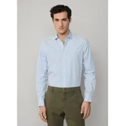 Hackett London für Herren. HM3010473 Stadt Bengalen blaues Hemd (L), Lässig, Party, Baumwolle, Klassisch, Langarm
