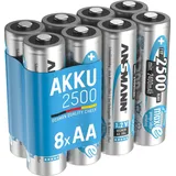 Ansmann Akku Mignon AA 2500mAh 1,2V NiMH, 8 Stück,