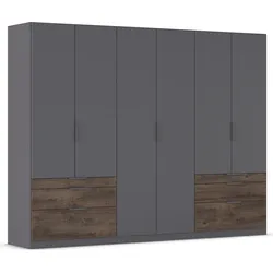 Kleiderschrank RAUCH "Koda", grau (graumetallic, atlantic oak dunkel), B:271cm H:210cm T:54cm, Holzwerkstoff, Schränke, mit symmetrisch angeordneten Schubladen MADE IN GERMANY