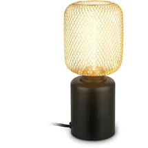 Briloner - Tischlampe mit Drahtgeflecht, Kabelschalter, Warmweiß, Lampe, Nachttischlampe, Tischleuchte, Dekolampe Flur, Bürolampe, Leselampe, Wohnzimmer, Schlafzimmer, 10 x 25 cm (DxH), Gold