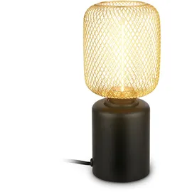 Briloner - Tischlampe mit Drahtgeflecht, Kabelschalter, Warmweiß, Lampe, Nachttischlampe, Tischleuchte, Dekolampe Flur, Bürolampe, Leselampe, Wohnzimmer, Schlafzimmer, 10 x 25 cm (DxH), Gold