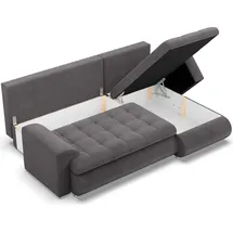 mebligo Rechts Ecksofa mit Schlaffunktion FORESTA, Sofa mit bettkasten Cord, Dunkelgrau - Grau