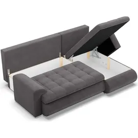 mebligo Rechts Ecksofa mit Schlaffunktion FORESTA, Sofa mit bettkasten Cord, Dunkelgrau - Grau