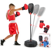 COSTWAY Punchingball stehend, Standboxsack Kinder, Boxtraining 95-126cm höhenverstellbar, Boxsack Set inkl. Boxhandschuhen, Speedball Boxen für Jungen & Mädchen ab 5 Jahren