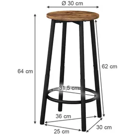 Vicco Barhocker Edmonton Eiche rustikal 31.5 x 64 cm 2 Teile