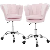 ML-Design Bürostuhl 2Er Set aus Samt Hellrosa Polsterstuhl Drehstuhl