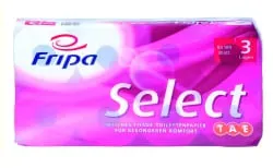 Fripa Select TAE Toilettenpapier, 3-lagig, hochweiß 1030808 , 1 Packung = 8 Rollen à 180 Blatt