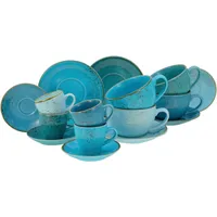 CreaTable Nature Collection Bistrotassen Set Kaffeeservice 16-tlg. blau