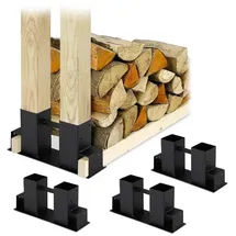 Relaxdays Holzstapelhilfe Metall 34 x 10 x 16 cm Schwarz