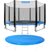 Monzana® Trampolin Ø 305 cm TÜV SÜD GS Zertifiziert Komplettset inkl. Sicherheitsnetz, Leiter, Randabdeckung & Wetterplane Kindertrampolin Gartentrampolin