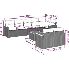 vidaXL Gartensofa-Set 9-tlg. grau