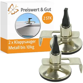 Preiswert & Gut 2x Klappsauger Metall für Buszelte bis 10kg – Saugnapf Haken, starke Vakuumbefestigung Camping Zubehör, Saughaken Ø55mm