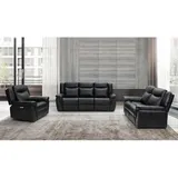 vente-unique Relaxsofa elektrisch 3-Sitzer - Leder - Schwarz - mit Getränkehalter - KENNETH - Schwarz