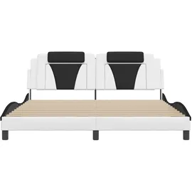 vidaXL Bettgestell mit LED ohne Matratze Weiß und Schwarz 180x200 cm Kunstleder