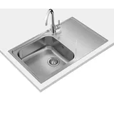 Teka Universe 50 T-XP 1C 1E Max Küchenspüle 1 Spüle mit Abtropffläche, 50 cm Einbau, Ablaufgarnitur mit manuellem Ventil mit Korb, Edelstahl