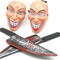 Edozos Erwachsene Unisex Die Purge Masken für Paare, böses Grinsen Killer Gesichtsdesign Maske mit blutigem Spielzeug Halloween Verkleidung - Horror Gruseliges Ausblasmaske Zubehör
