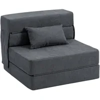 Bodensofa. Polstercouch. In Matratze Umwandelbar. Schaumstoff. Kissen. Dunkelgrau