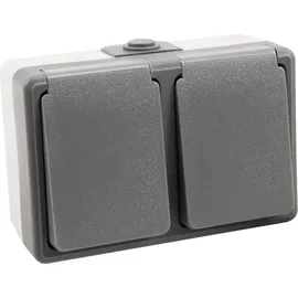 ETT Doppelsteckdose 3er Set IP44 Aufputz Grau 3 St.