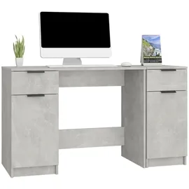 vidaXL Schreibtisch mit Beistellschrank Betongrau Holzwerkstoff
