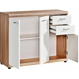 Procontour Sideboard 90 x 74 x 35 cm Eichefarben / Weiß