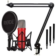 RØDE Microphones Rode NT1 Signature Red Studio-Mikrofon Rot + keepdrum MS138 Gelenkarm-Stativ Schwarz