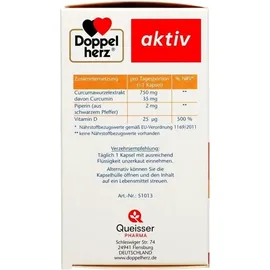 Doppelherz Aktiv Curcuma 750 mit Curcumin + Vitamin D3 1000 I.E. Kapseln 60 St.