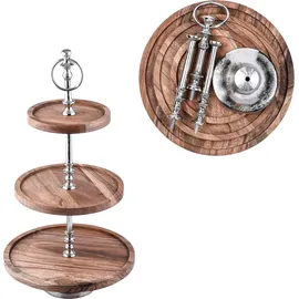 Marrakesch Orient & Mediterran Interior 3 Etagen Etagere Servierständer Akazienholz Amalie 50cm