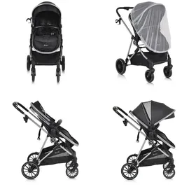 Moni Kombikinderwagen 2 in 1 Kali 22 kg umbaubar, Korb, Getränkehalter, Tasche schwarz