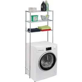 Relaxdays Waschmaschinenregal Metall, 3 Ablagen, HBT 162,5x67x30 cm, Silber