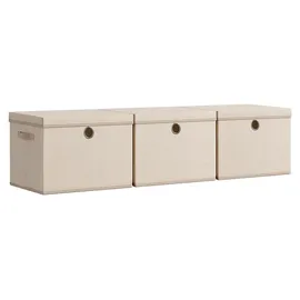 Songmics Aufbewahrungsbox 43 x 30 x 30 cm 3-tlg. beige