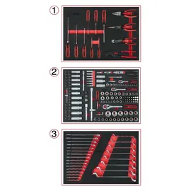 KS Tools Universal-Systemeinlagen-Satz für 3 Schubladen mit 215 Premium-Werkzeugen