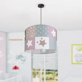 Paco Home Deckenlampe Kinder Pendelleuchte Kinderzimmer Stoffschirm Rund Bunt Baby E27 Pendelleuchte - Schwarz, Pink (ø45,5cm) - Paco Home