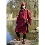 Battle Merchant Kostüm Wikinger Tunika Ove mit Fischgrätmuster, weinrot, Gr. L