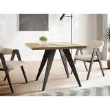 WFL GROUP Esstisch Quadro Black ausziehbar quadratisch loft mit schwarzen Holzbeinen (MADE IN EU, erhältlich in zwei Größen – 100/100 cm, ausziehbar auf 150/200 cm), platzsparender Tisch für kleine Küche, Esszimmer oder Wohnzimmer braun