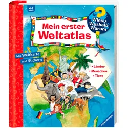 Kinderbuch RAVENSBURGER "Wieso? Weshalb? Warum?, Mein erster Weltatlas", bunt, B:24,5cm H:27,8cm, Bücher, Kinderbuch