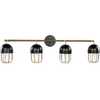 Licht-Erlebnisse Wandlampe Schwarz Gold groß 4x E14 Metall Loft Design Wandleuchte Wohnzimmer Küche, QUINN