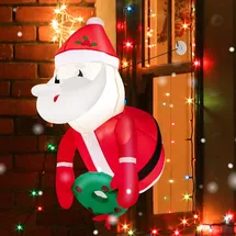 Costway Aufblasbarer Weihnachtsmann Aus dem Fenster Led Deko 100CM