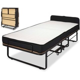 BedBox Gästebett Klappbett Federkern Matratze 90 x 200 cm mit gepolstertem Kopfteil gepolstertes Kopfteil und incl. Husse, super Comfort schwarz