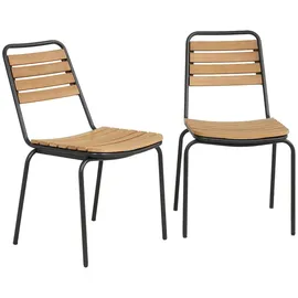 Outsunny Gartenstuhl 2er Set 47 x 61 x 81 cm beige wetterfest/stapelbar